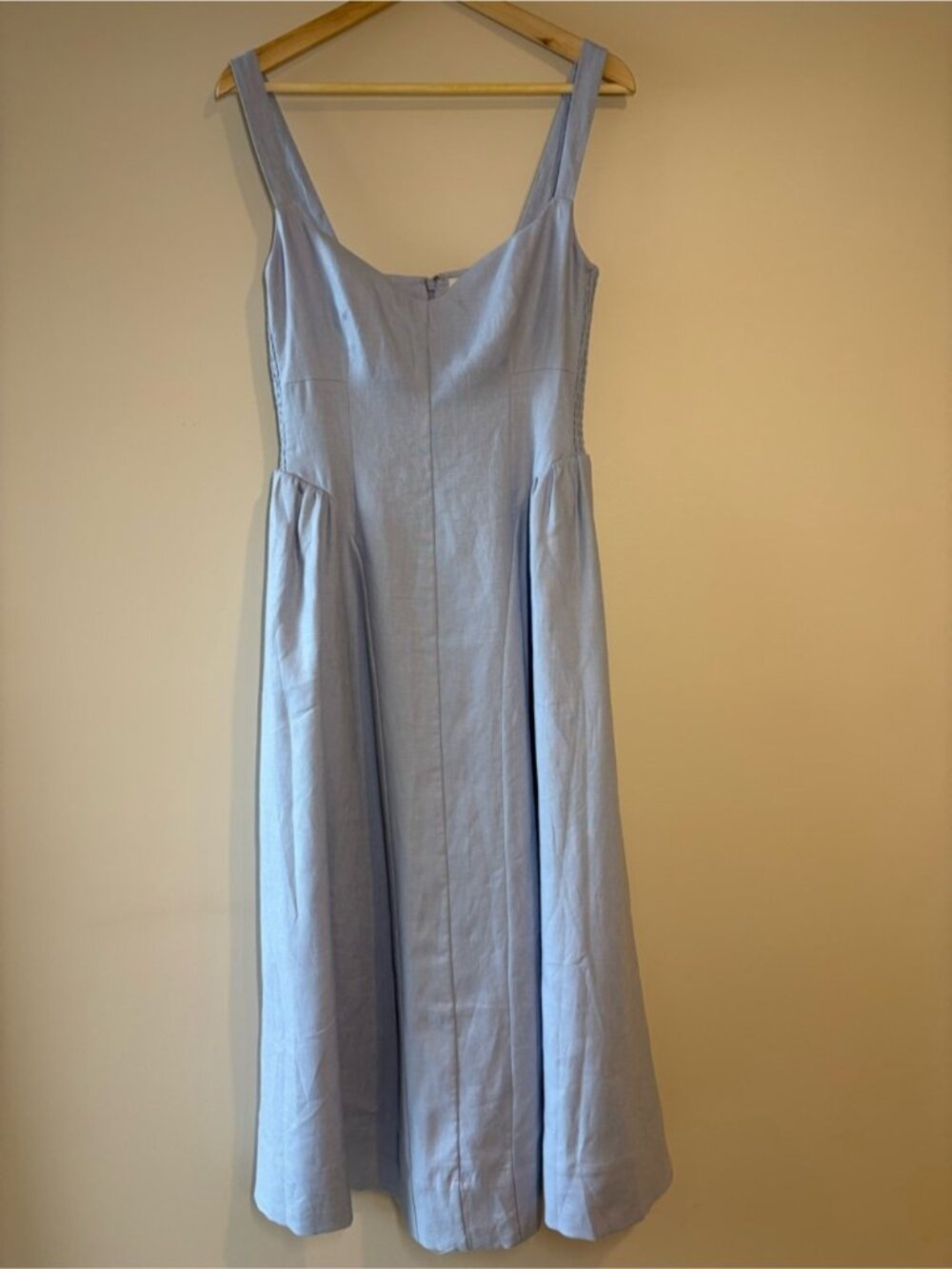 NEW Reformation Birdie Linen Sleeveless Midi Dress Cloud Blue US 2 UK 6 - Picture 8 of 15